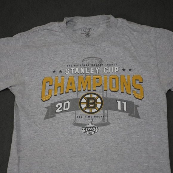 Old Time T-Shirt Mens Small Gray Boston Bruins Stanley Cup 2011 Champion Graphic - Picture 2 of 7